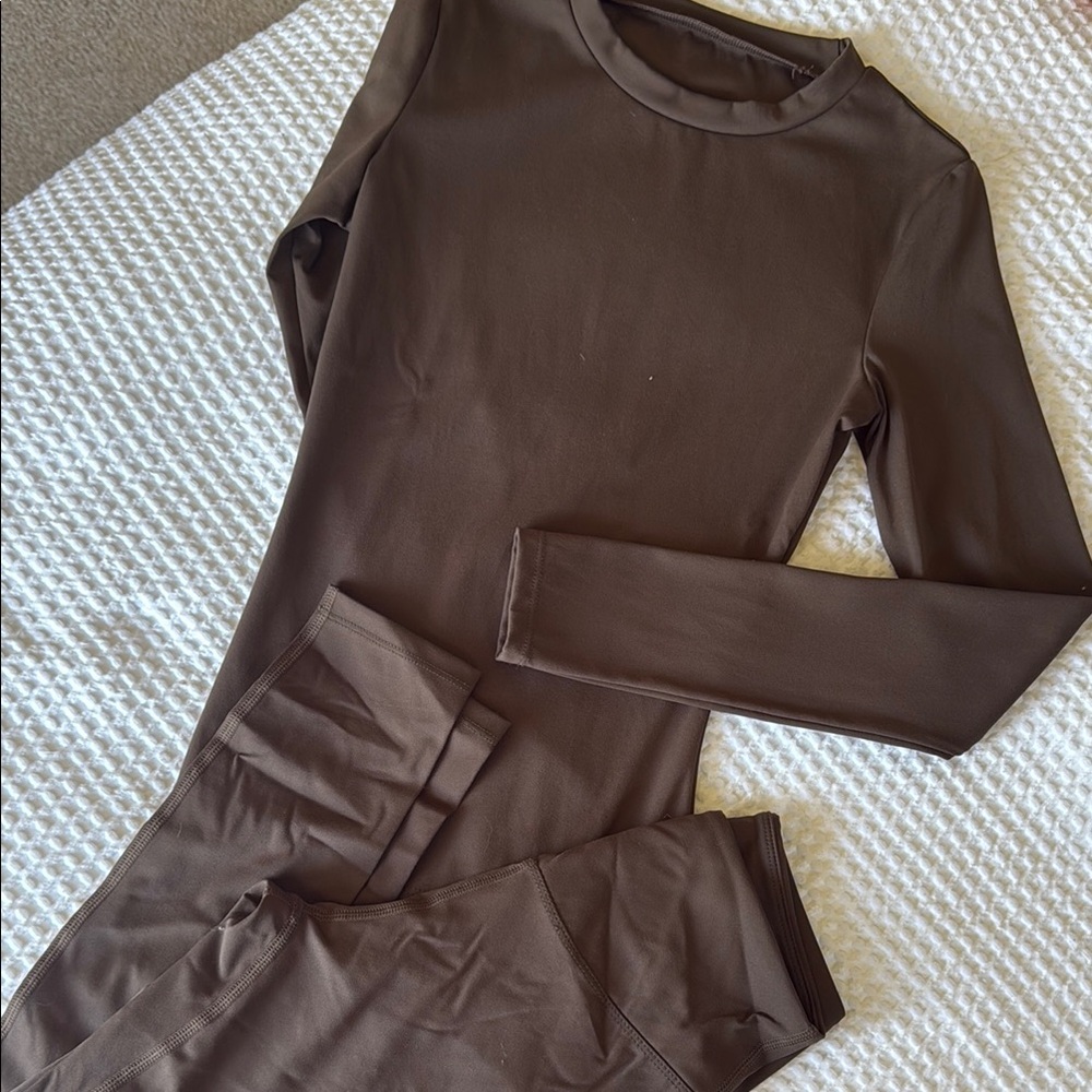 Women's Brown Long Sleeve Sleepwear Set